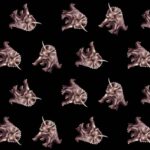 March of the Dinosaurs - Triceratops Tossed Allover - Black