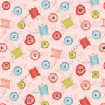 Love You Sew - Tossed Spools & Buttons - Pink