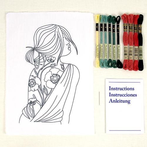 DMC Portrait with Poppies Embroidery Kit - Image 2