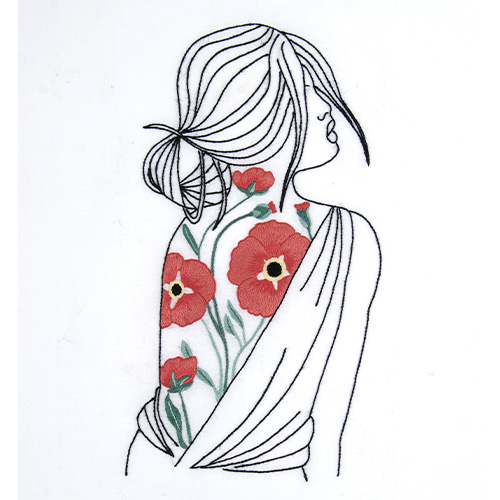 DMC Portrait with Poppies Embroidery Kit - Image 3