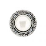 Pearl Button with Edge - Plastic/Metal - 15L, Pearl
