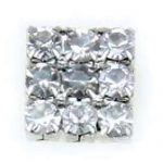 Square Diamond Button - Diamonte/Metal - 9L, Clear