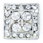 Square Diamond Button - Diamonte/Metal - 20L, Clear